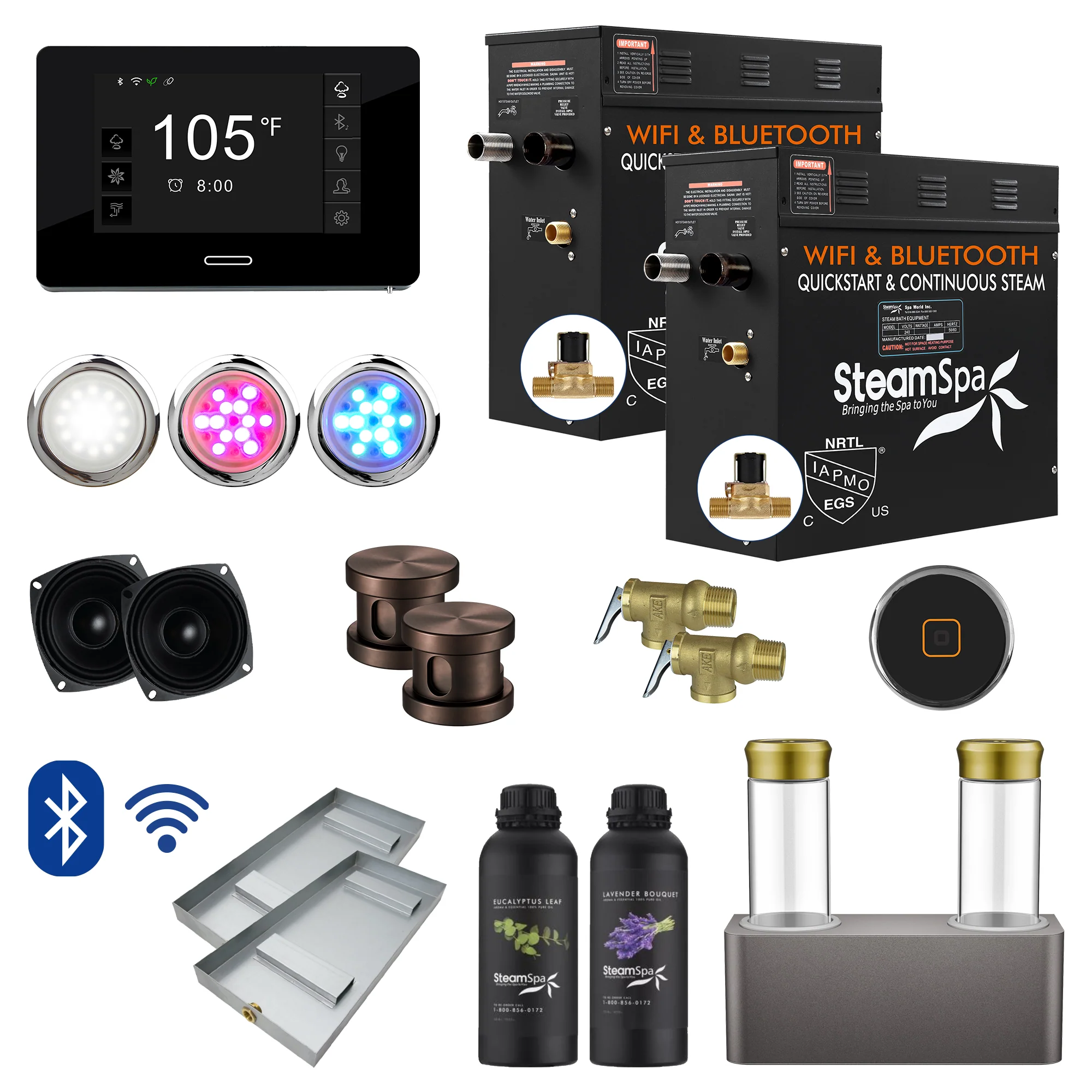 Black Series Steam Bath Generator Package with Advanced Touchscreen, Bluetooth Audio & Dual Aroma Pump - Image 19