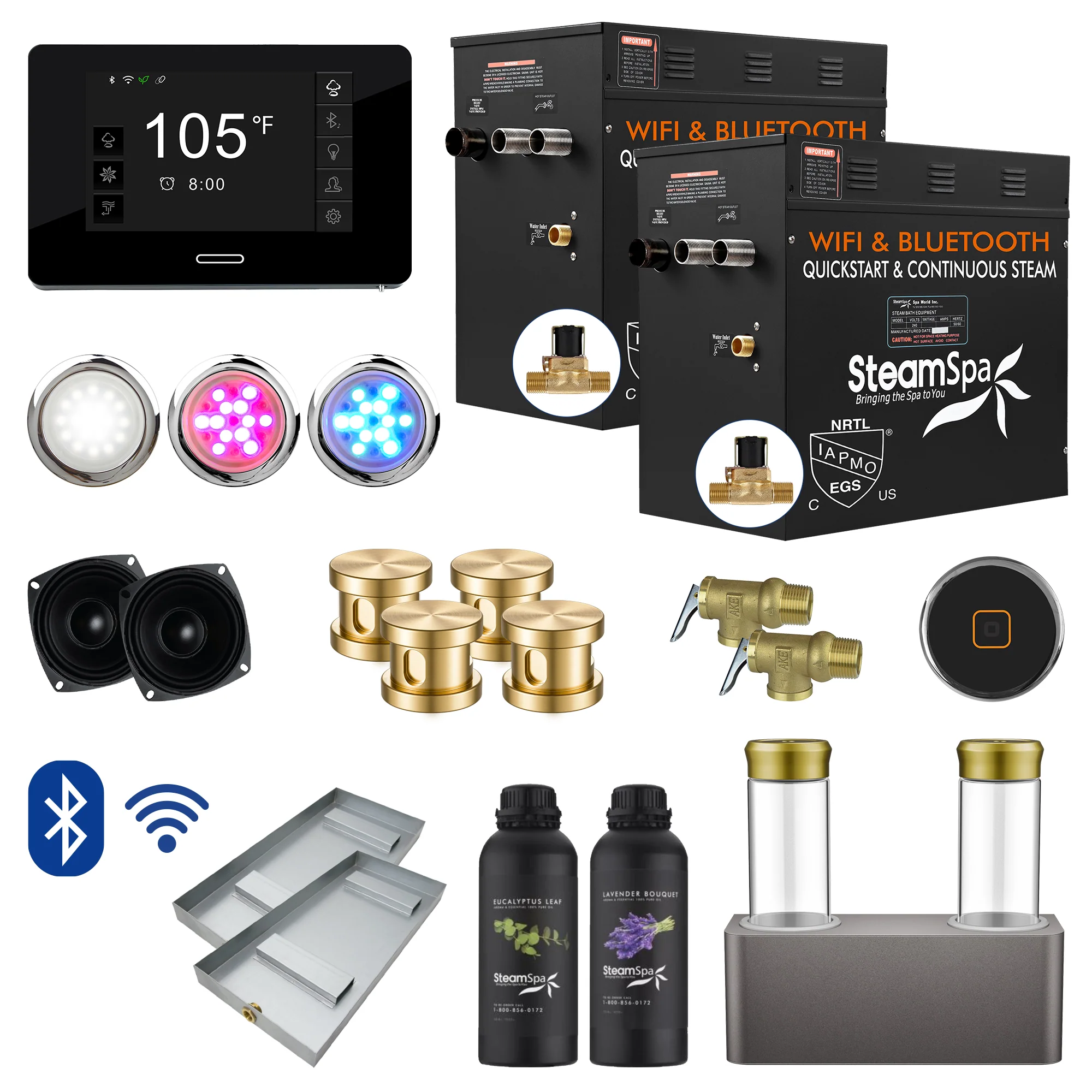 Black Series Steam Bath Generator Package with Advanced Touchscreen, Bluetooth Audio & Dual Aroma Pump - Image 22