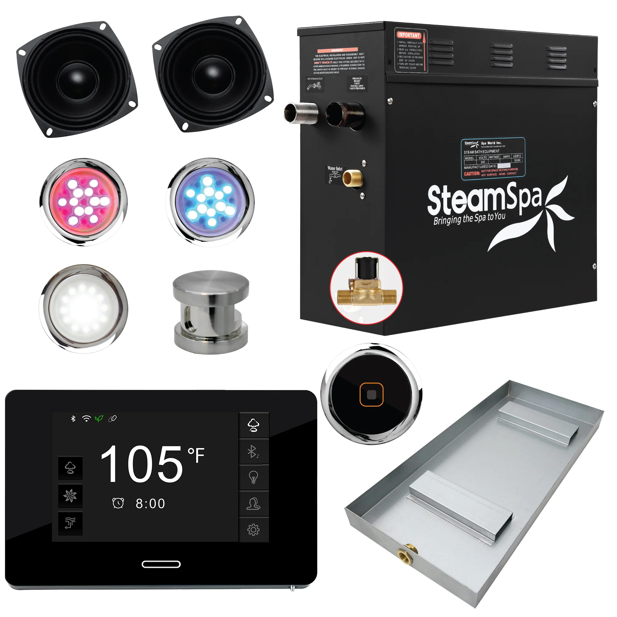 Black Series Steam Bath Generator with WiFi, Bluetooth Audio & Auto Drain - Image 24