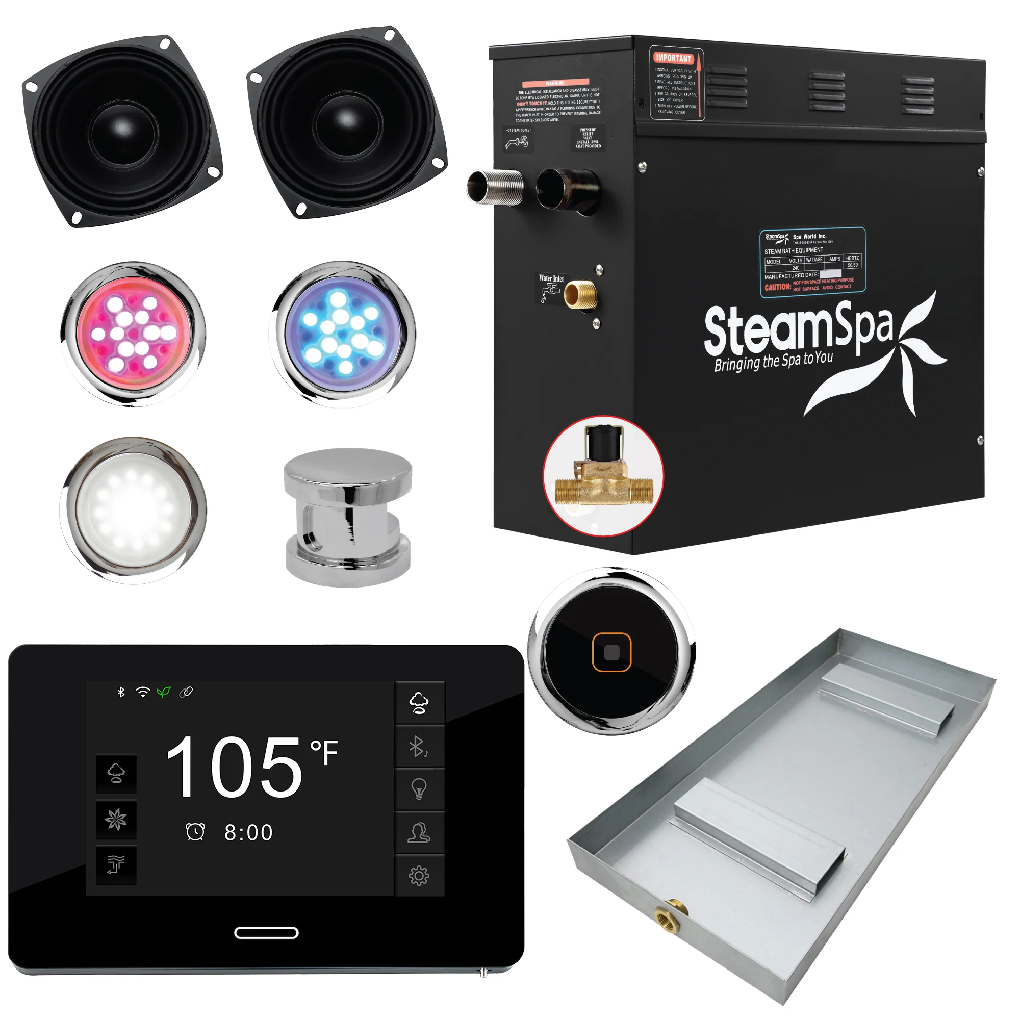 Black Series Steam Bath Generator with WiFi, Bluetooth Audio & Auto Drain - Image 25