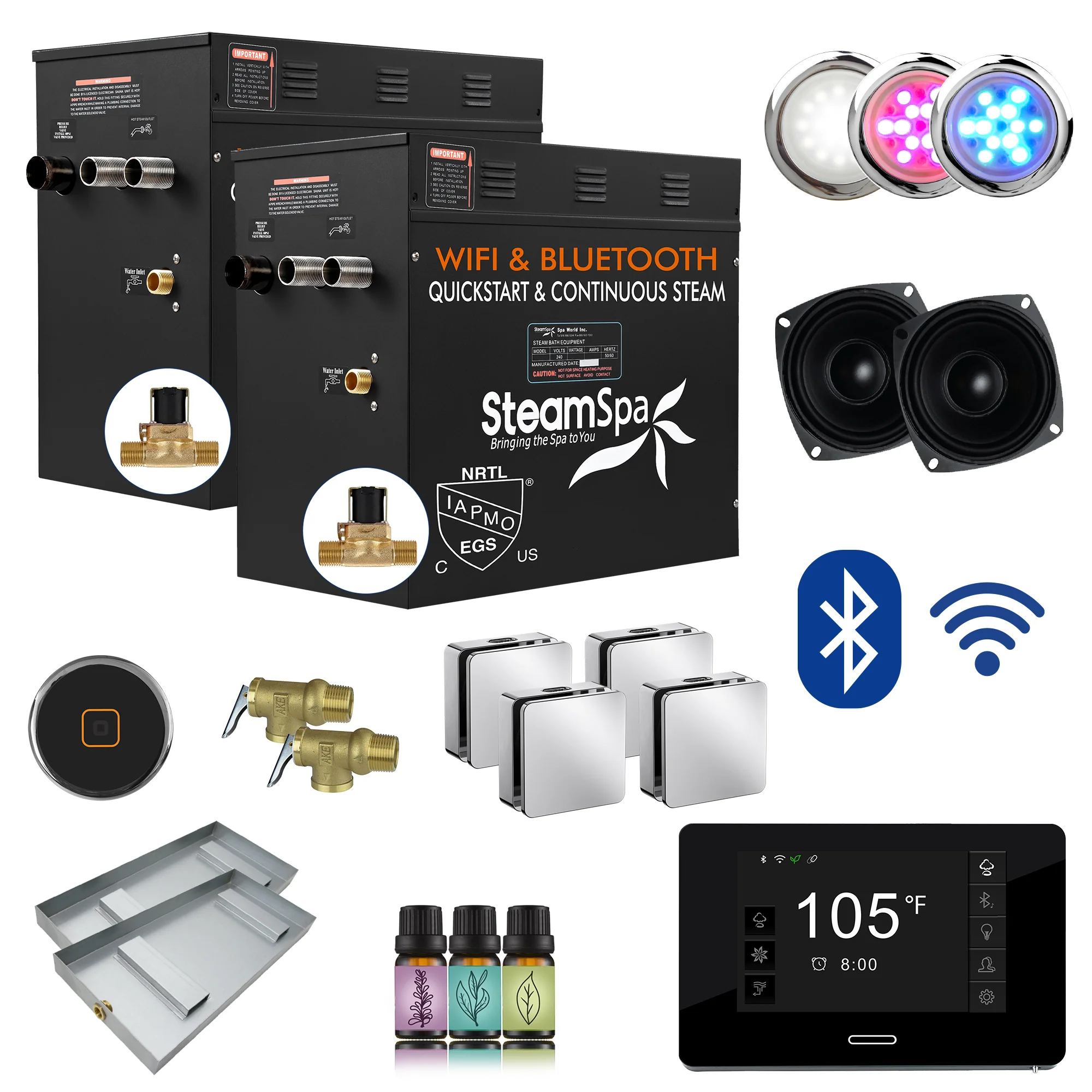 Black Series Steam Bath Generator with Advanced Touchscreen, Bluetooth, WiFi & Auto Drain - Image 20