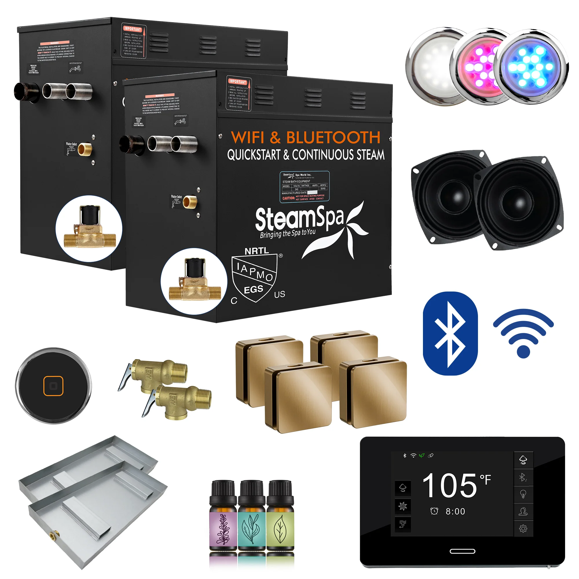 Black Series Steam Bath Generator with Advanced Touchscreen, Bluetooth, WiFi & Auto Drain - Image 21