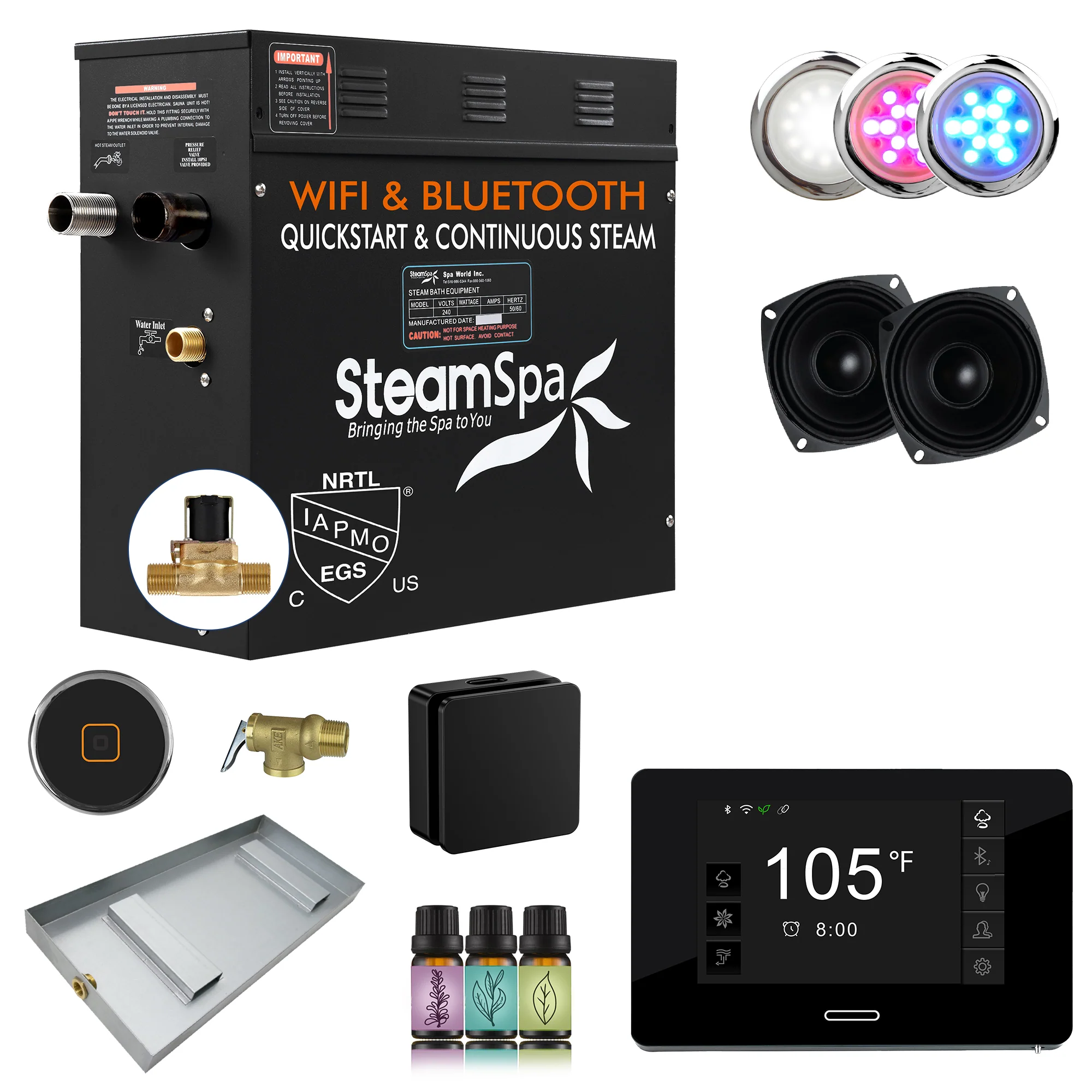 Black Series Steam Bath Generator with Advanced Touchscreen, Bluetooth, WiFi & Auto Drain - Image 27