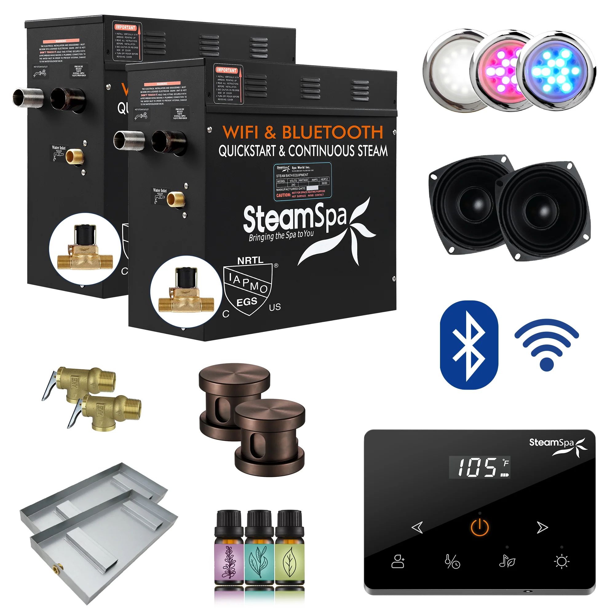 Black Series Steam Bath Generator with Wireless Control, BLUETOOTH, WIFI, Auto Drain, and Multiple Finish Options - Image 18