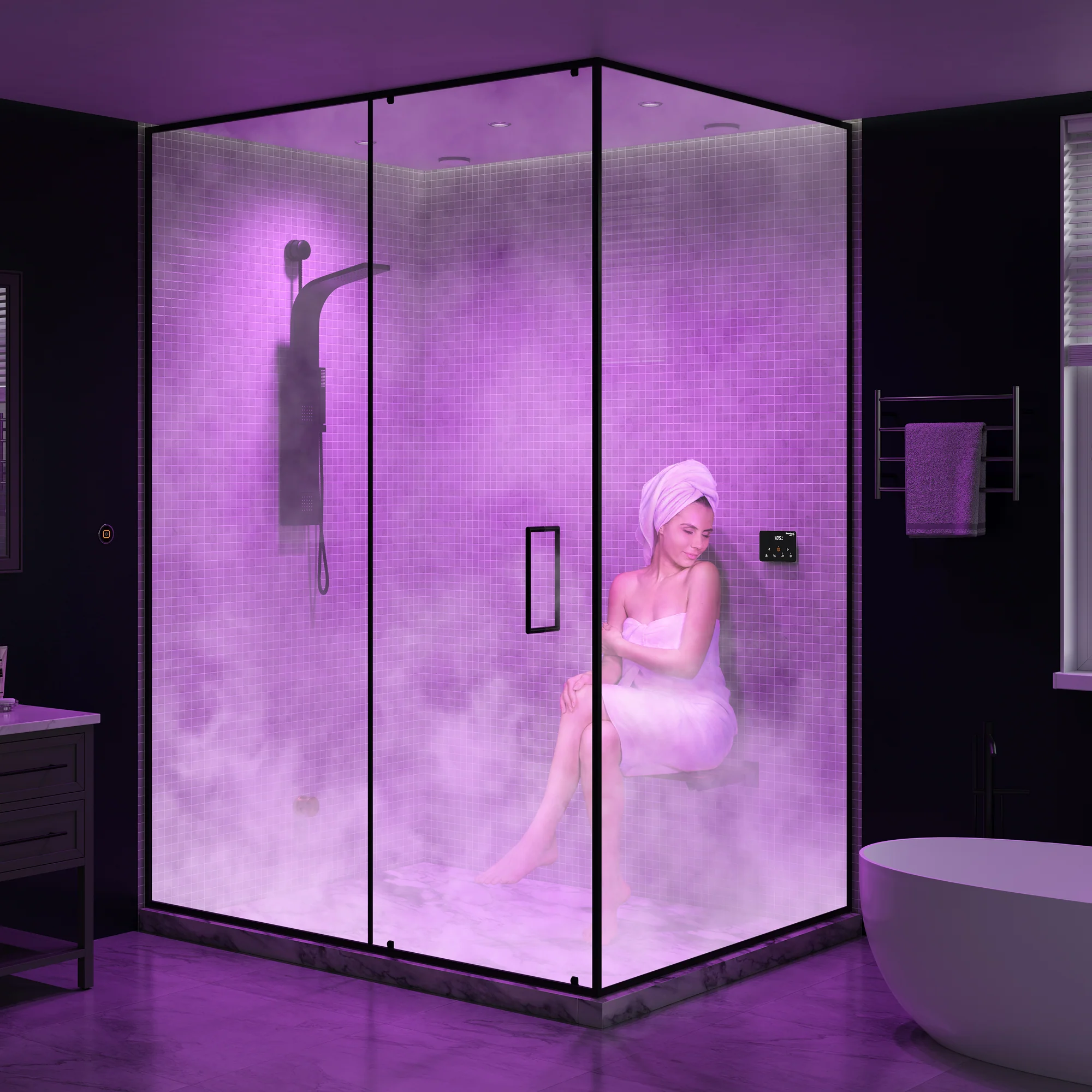Black Series Steam Bath Generator with Wireless Controls, BLUETOOTH, WIFI, Auto Drain or Aroma Pump, and Multiple Finish Options - Image 3
