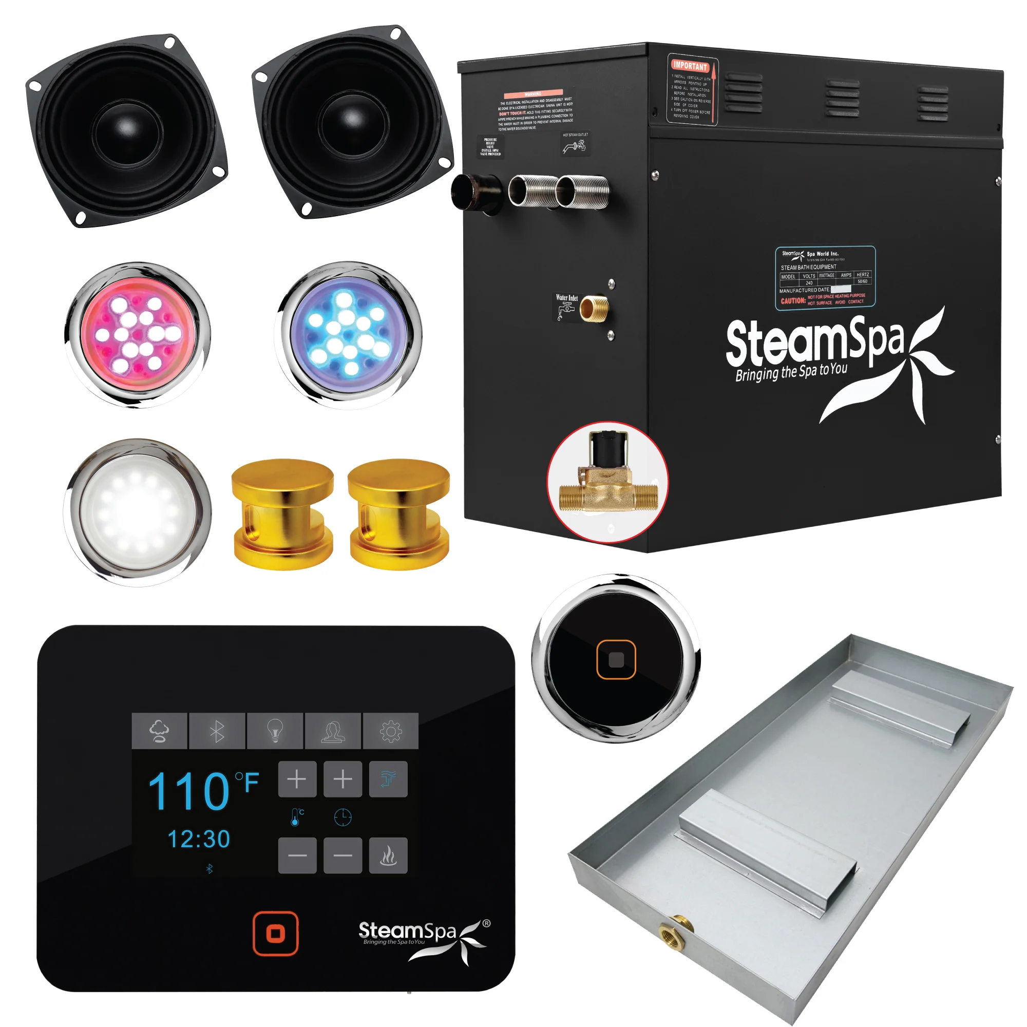 Black Series Steam Bath Generator with WiFi Touchscreen Control, Bluetooth & Auto Drain - Image 17