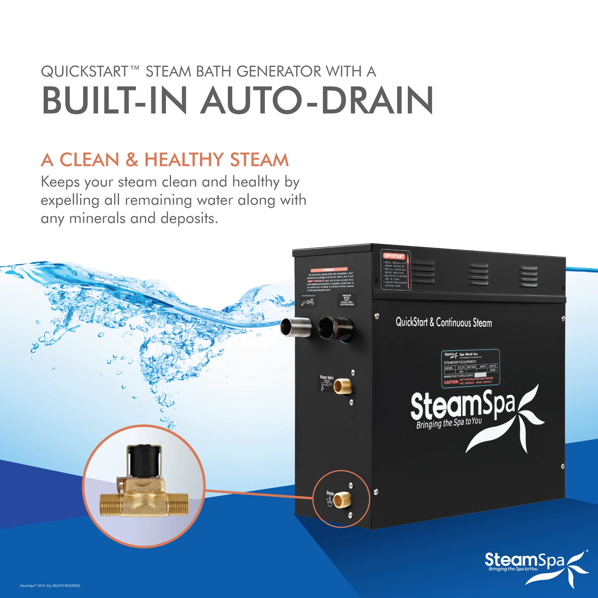 SteamSpa 6 KW QuickStart Acu-Steam Bath Generator in Blue - Image 5