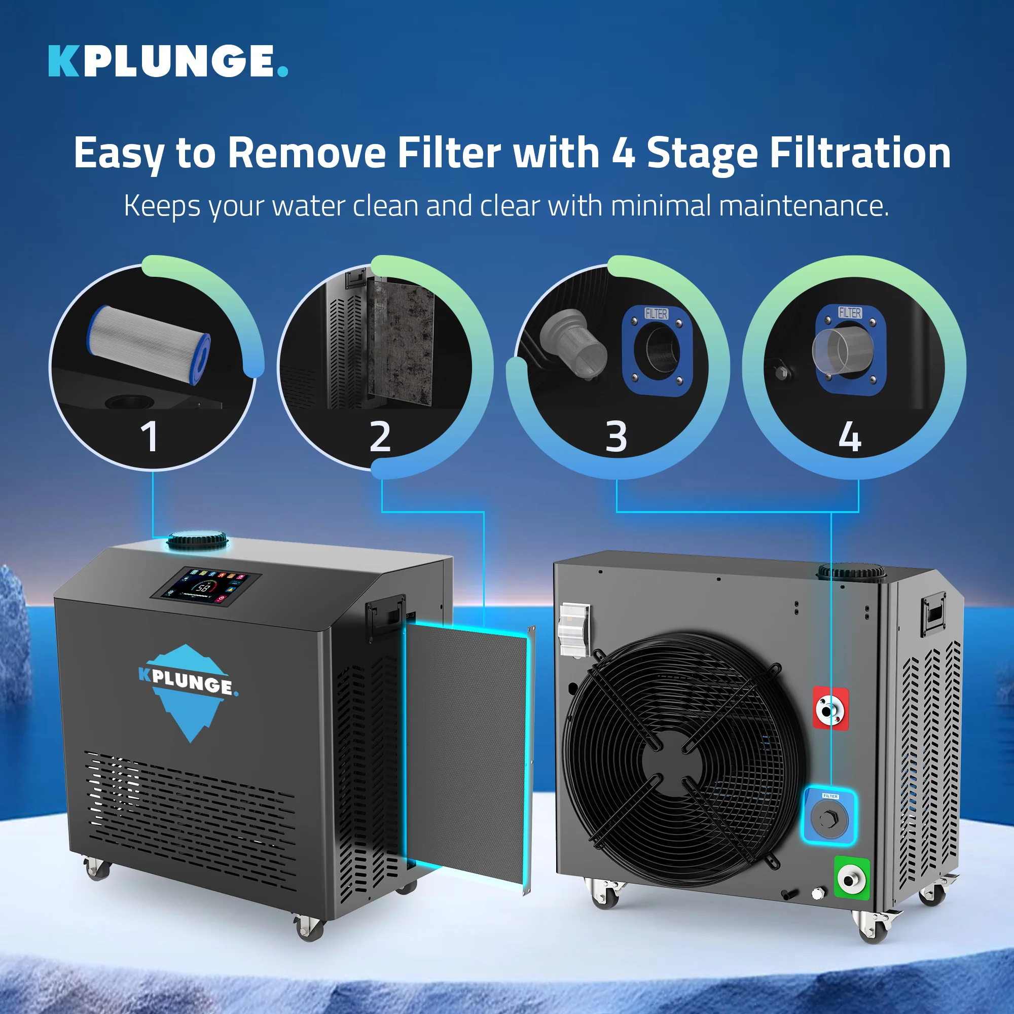 Gale Cold Plunge Chiller and Heater in Black with Cooling and Heating, WiFi App Control, and Filter - Image 9