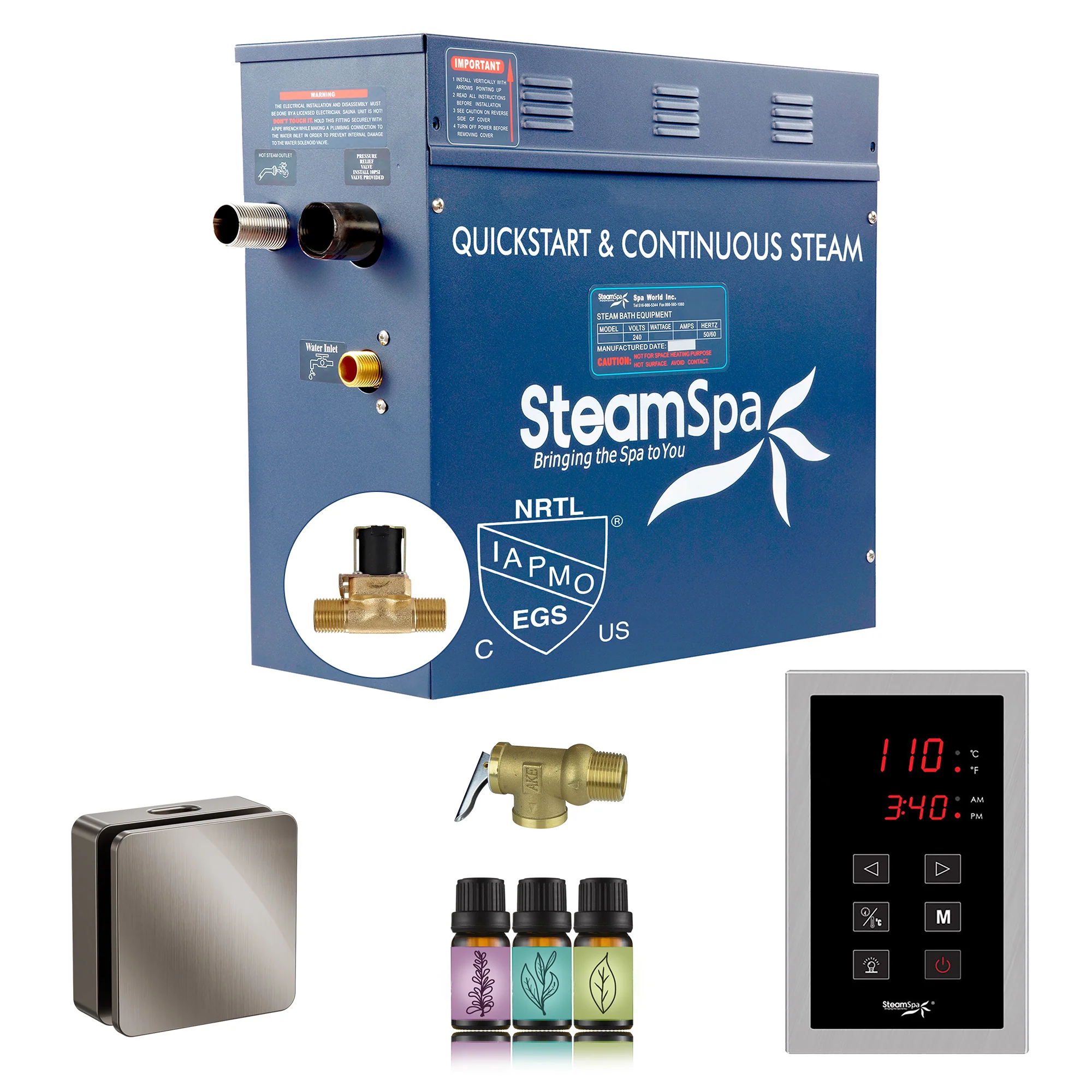 Oasis Series Steam Bath Generator with Continuous Steam and Easy Touch Control - Image 20