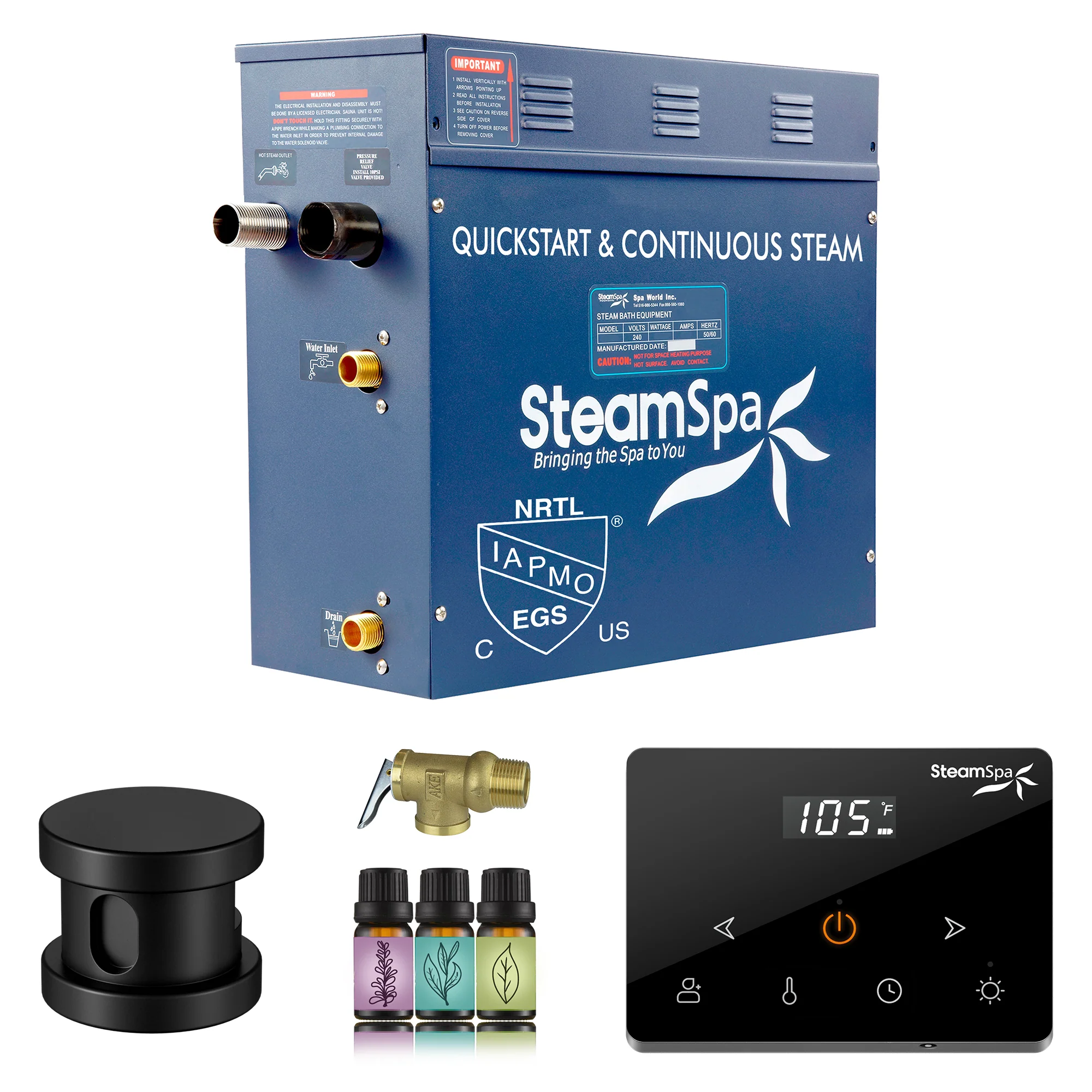Oasis Series Steam Bath Generator with Wireless Control, QuickStart Technology, and Continuous Steam Output - Image 17