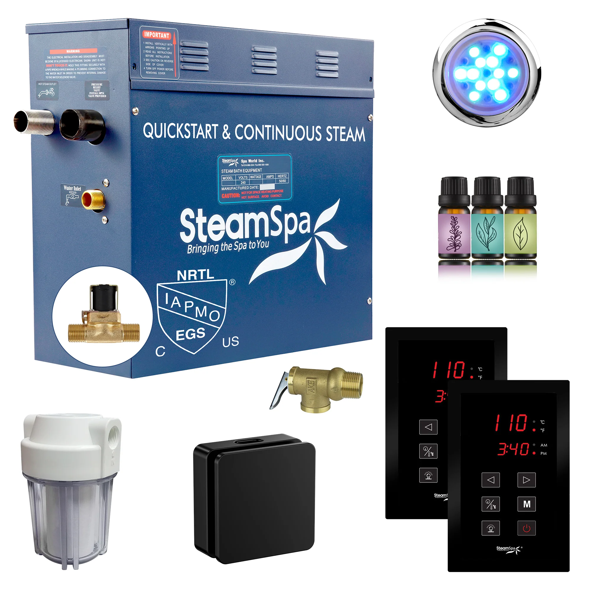 Royal Series Steam Bath Generator with Continuous Steam, Dual Touch Control, Chroma Lighting, Auto Drain & Water Filter - Image 27