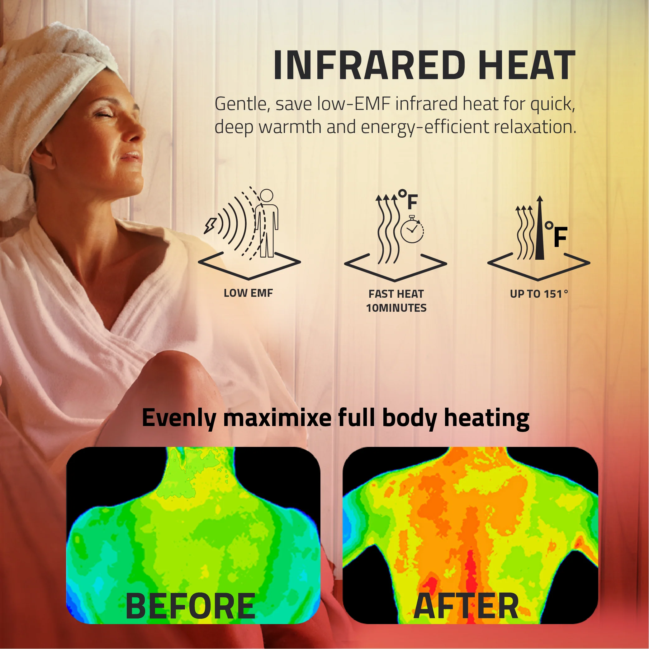 Lucia 1- Person Indoor Hemlock Wooden Carbon FAR Infrared Home Sauna Room with LED Touch Control Panel and Heater - Image 11