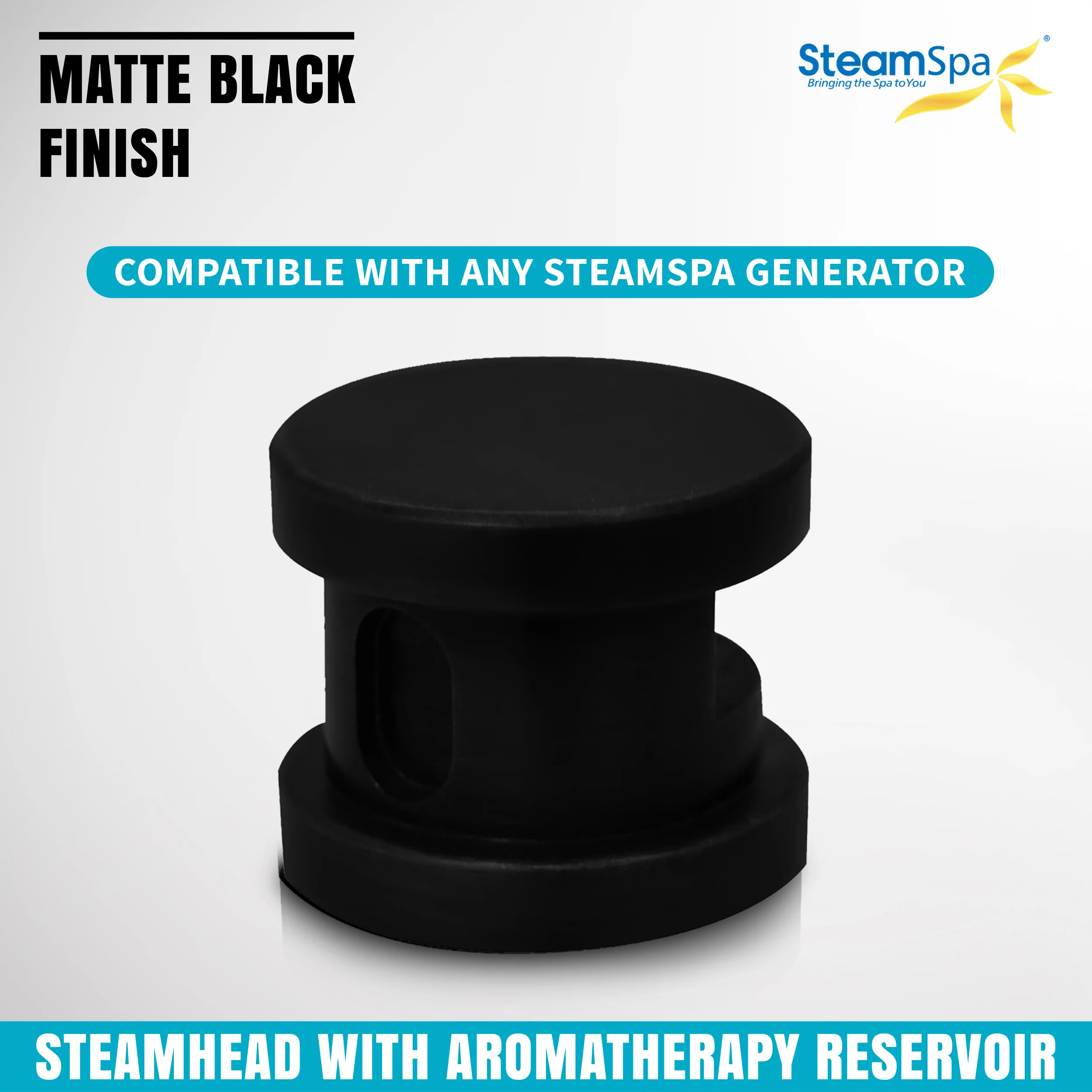 Steam Head with Essential Oils Aromatherapy Reservoir in Matte Black - Image 5