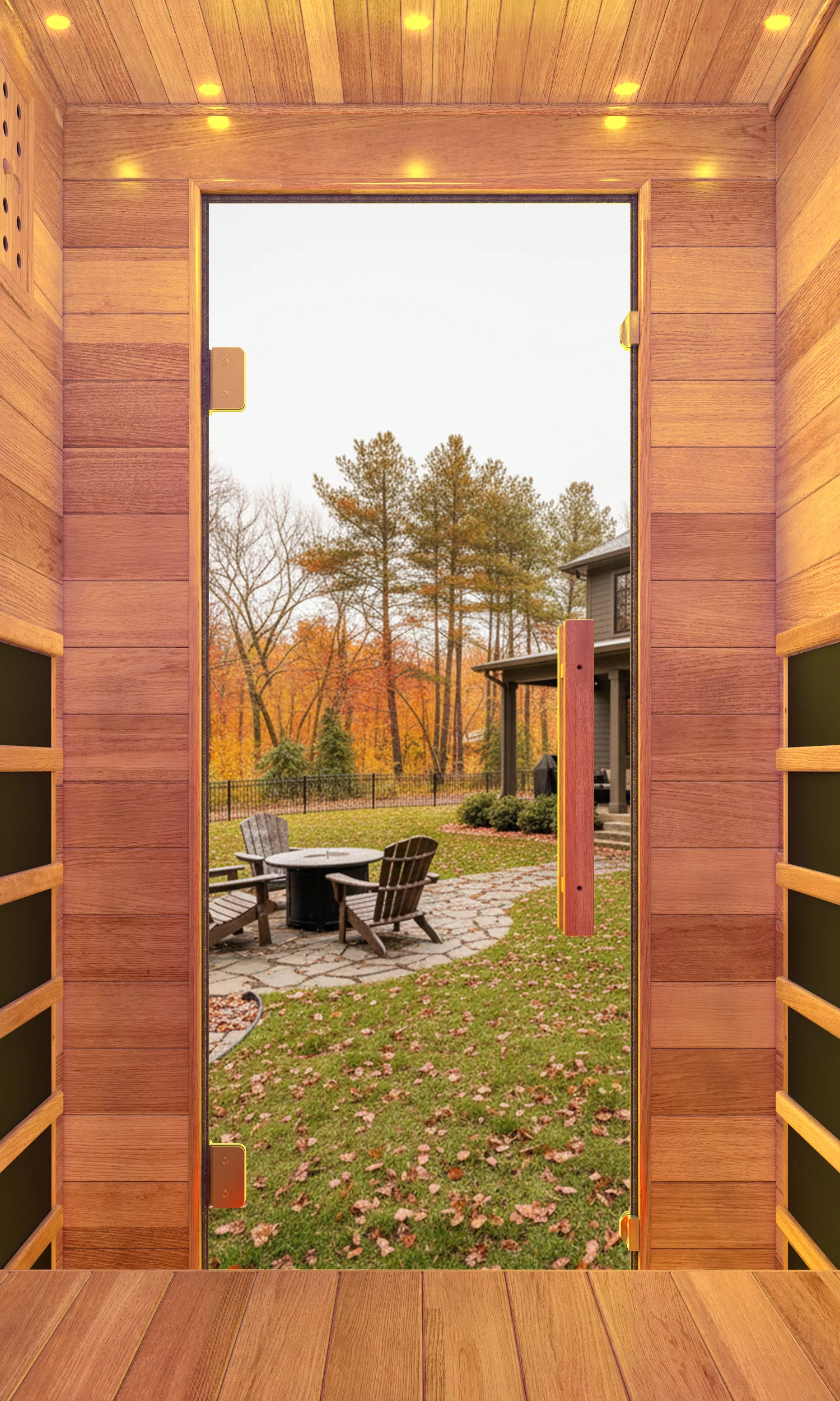 2-Person Outdoor Cabin Sauna in Red Cedar and Hemlock with Far Infrared, Starry Night Lights, and Touch Pad Controller - Image 6