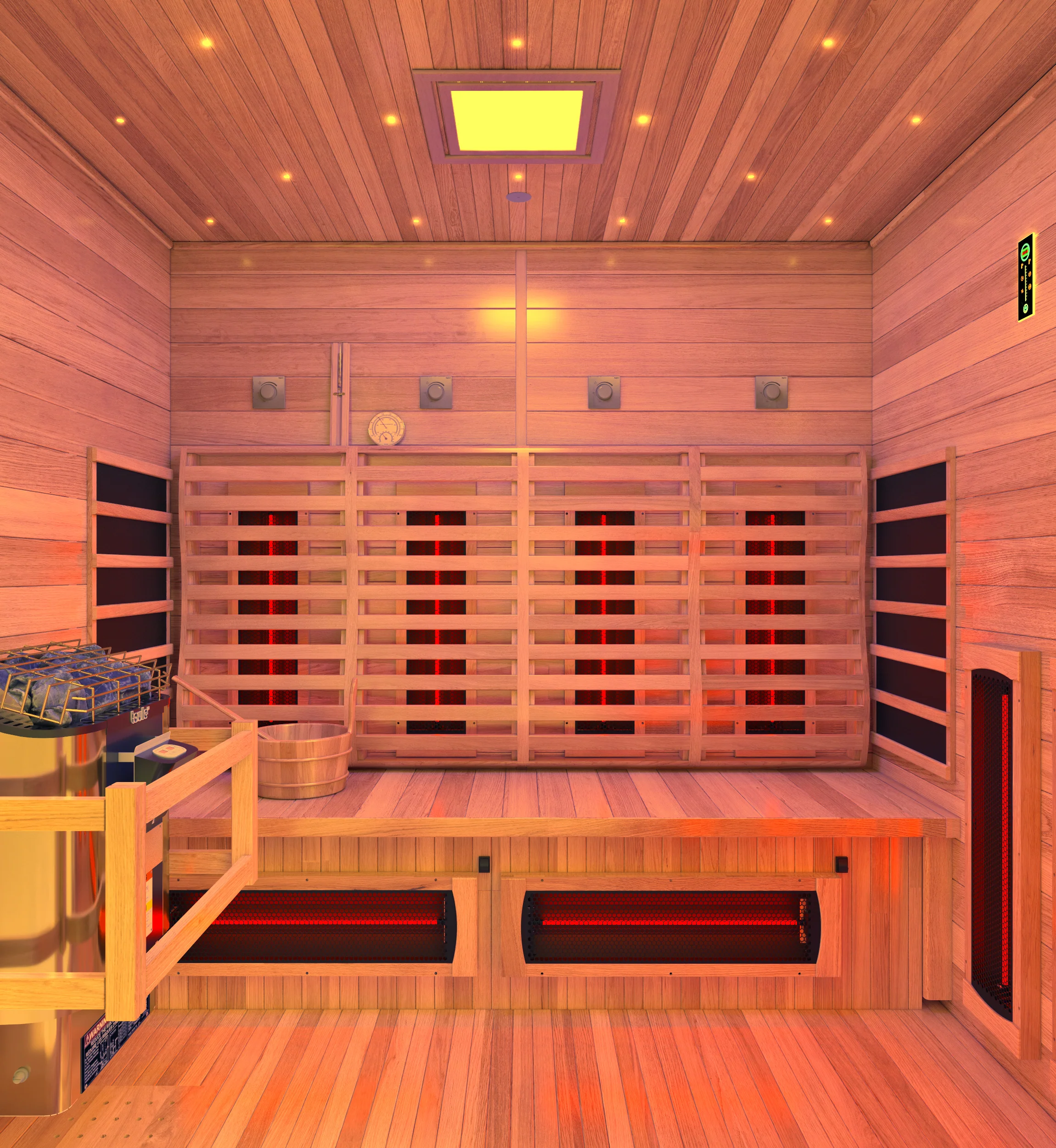 3-4 Person Outdoor Cabin Sauna in Cedar and Hemlock with Far Infrared Panels, and ETL Certified 6.2kW Sauna Rock Heater - Image 3