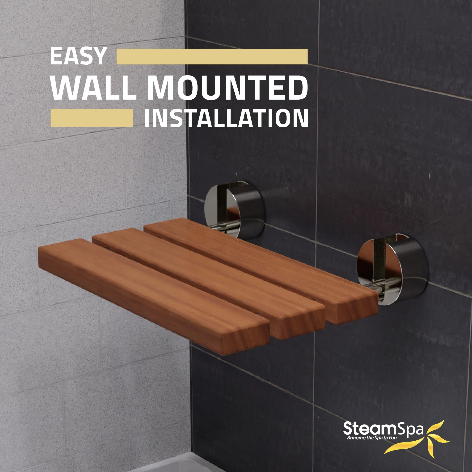 Leisure 20 in. Teak Wall Mounted Folding Shower Seat - Image 7