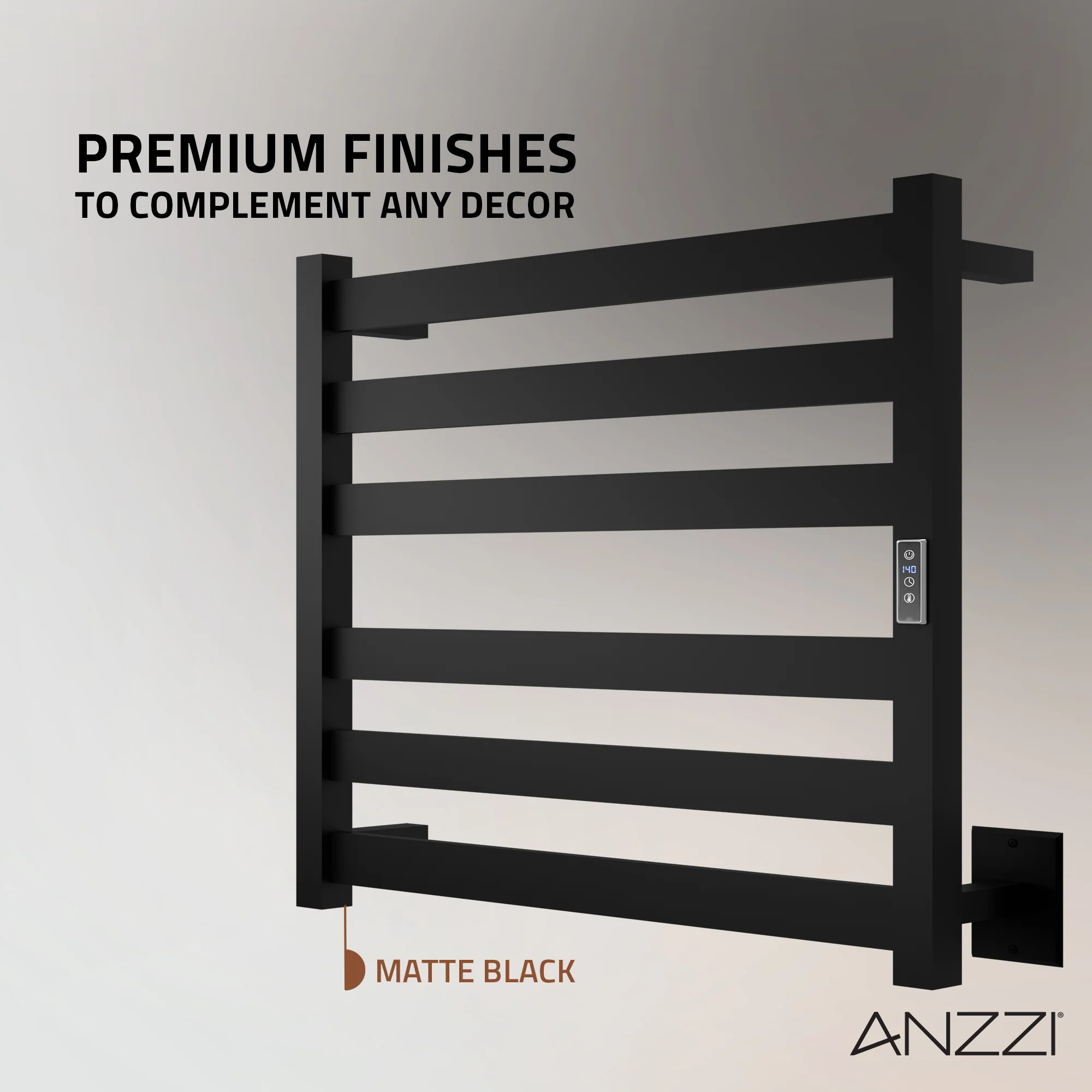 Note Series 6-Bar Stainless Steel Wall Mounted Towel Warmer in Matte Black - Image 9